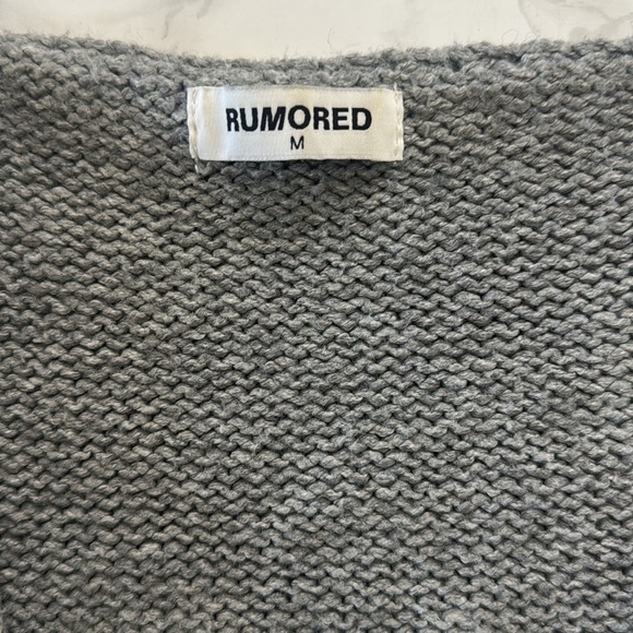 Rumored Womens Prince Street Grey Sweater Knit V Neck Top medium - Picture 5 of 6